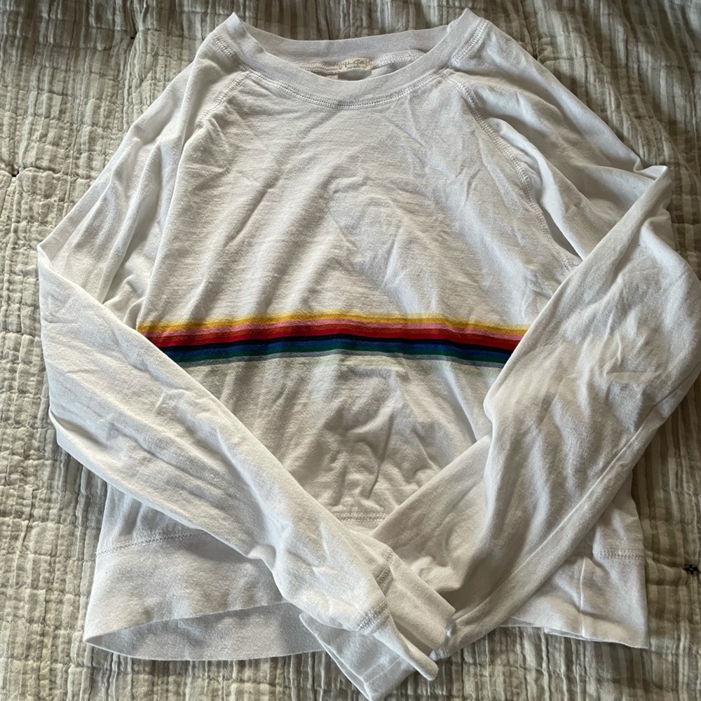 rainbow striped white long sleeve